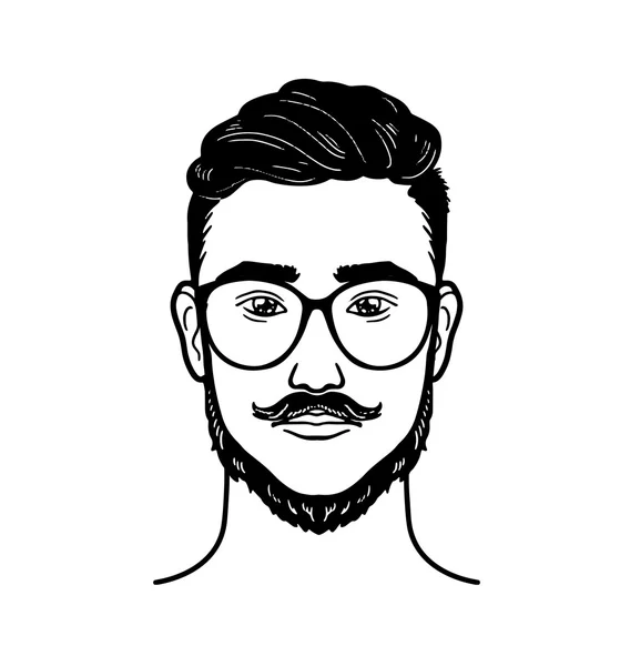 Vektor Porträt Hipster Bild eines bärtigen Mannes für Friseur — Stockvektor