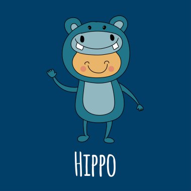 Şirin Bebek hippo kostüm giyen çizimi