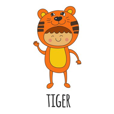 Şirin Bebek kaplan kostüm giyen çizimi