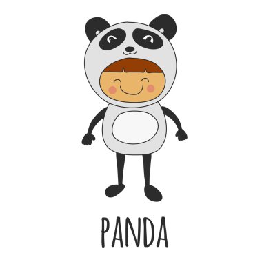 Şirin Bebek panda kostümü giyen çizimi