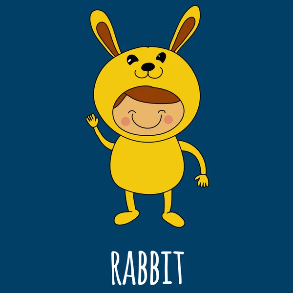 Illustration of cute baby wearing rabbit costume — Stock Vector