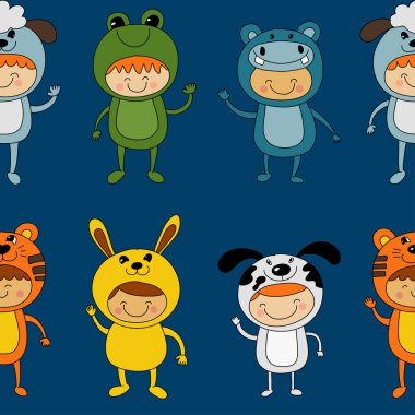 Hayvan kostümleri giyen sevimli çocuklar ile Seamless Modeli