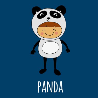 Şirin Bebek panda kostümü giyen çizimi