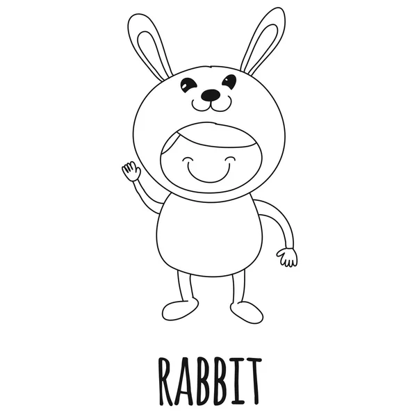 Illustration of cute baby wearing rabbit costume — Stock Vector