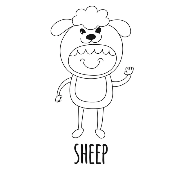 Vektorbild des süßen Babys im Schafskostüm — Stockvektor