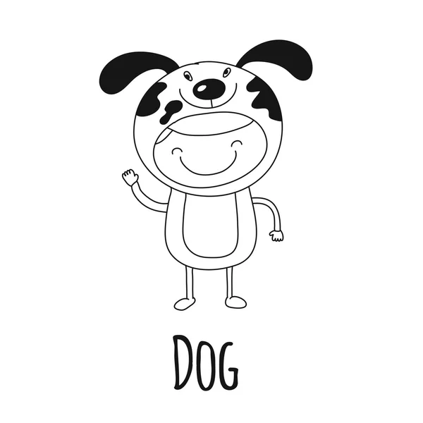 犬のコスチュームを着ているかわいい赤ちゃんのイラスト — ストックベクタ