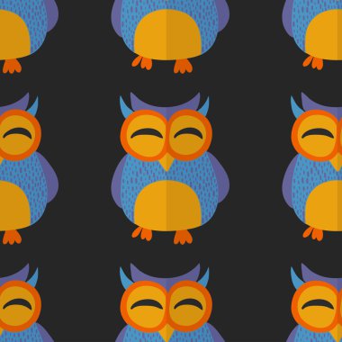 Seamsless desen ile şirin baykuş vektör görüntü