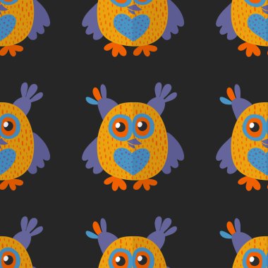 Seamsless desen ile şirin baykuş vektör görüntü