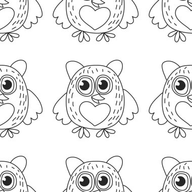 Seamsless desen ile şirin baykuş vektör görüntü