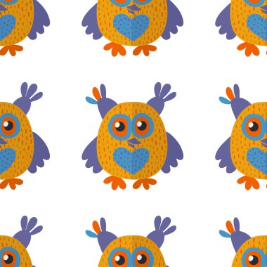 Seamsless desen ile şirin baykuş vektör görüntü