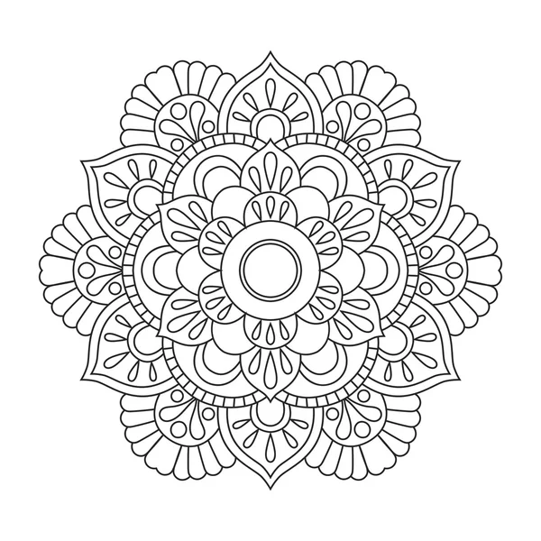 Esboço Mandala para colorir livro. Padrão de terapia anti-stress. Ornamento redondo decorativo. Imagem vetorial — Vetor de Stock