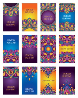 Mandala vektör şablonu kartvizit, el ilanı, afiş Yoga Kulübü, meditasyon Merkezi, Arap mutfağı