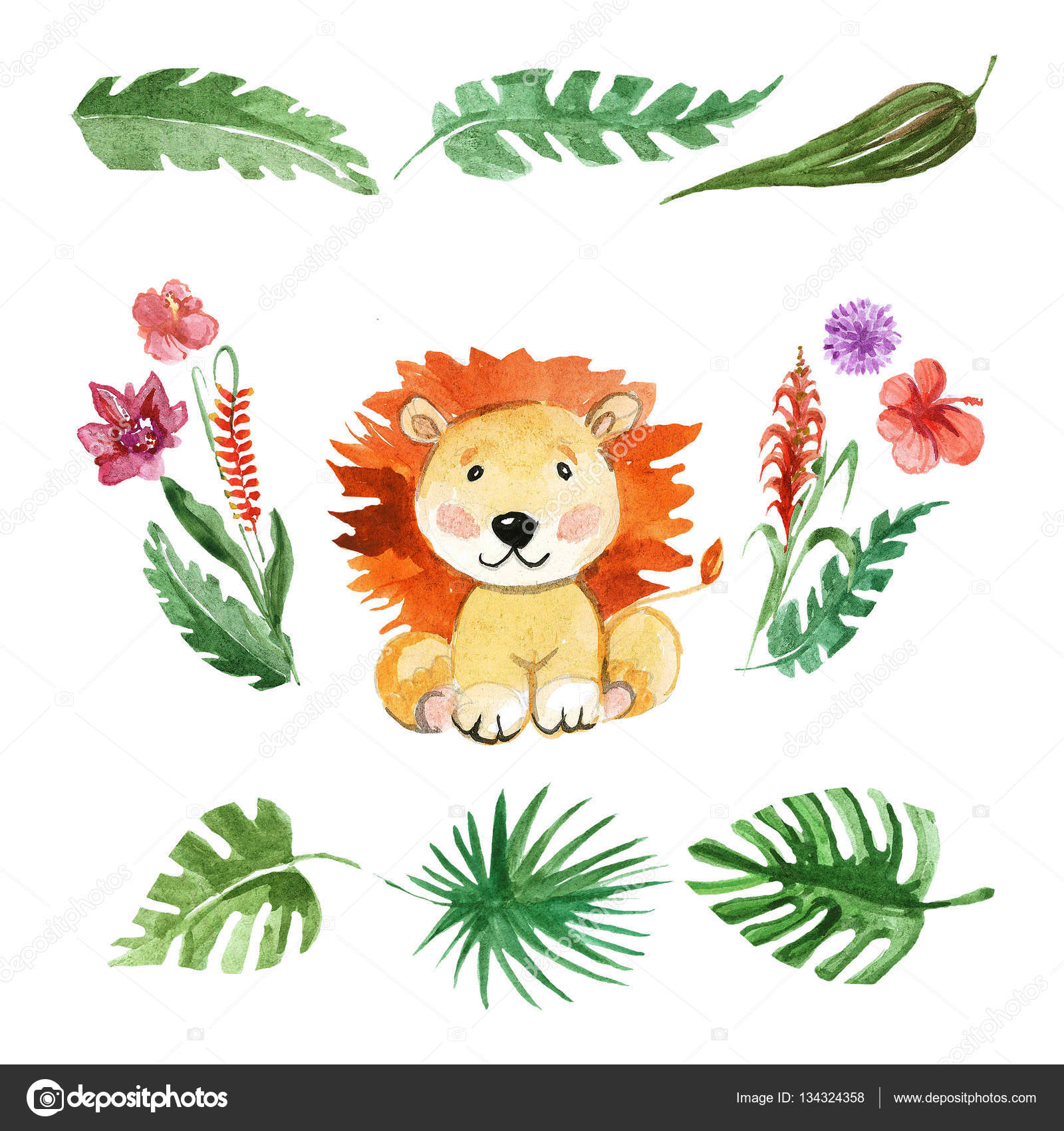 Cute lion Animal for kindergarten, nursery, children clothing, baby pattern Stock Photo by ©Helen_F 134324358 Cute lion Animal for kindergarten, nursery, children clothing, baby pattern Stock Photo by ©Helen_F 134324358