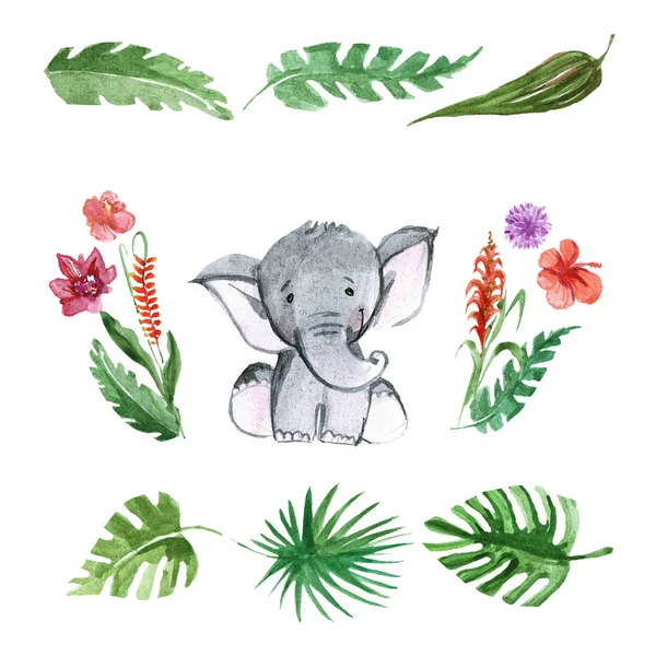 Schattige baby olifant dier voor kleuter, kleuter, kinderen kleding, patroon — Stockfoto