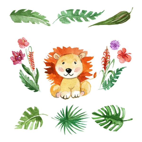 Leão bonito Animal para jardim de infância, berçário, roupas infantis, padrão de bebê — Fotografia de Stock