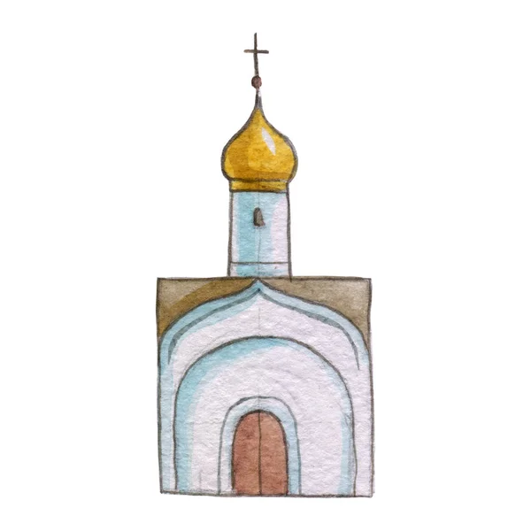 Igreja Ortodoxa Russa Watercolor imagem — Fotografia de Stock