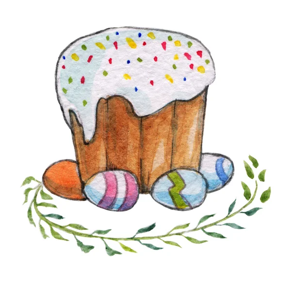Gâteau de Pâques Image aquarelle dessinée à la main — Photo