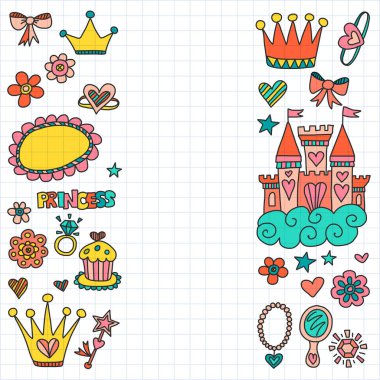 Benim küçük Prenses elle çizilmiş doodle öğeleri