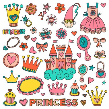 Benim küçük Prenses elle çizilmiş doodle öğeleri