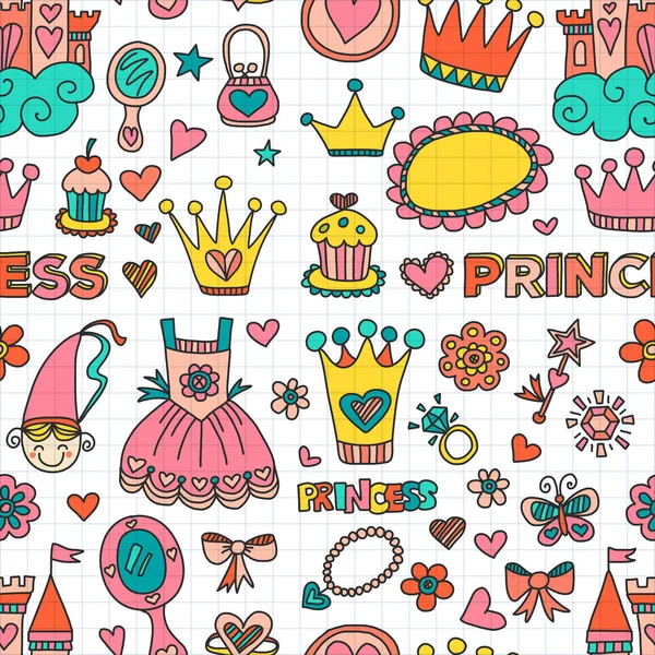 Μου μικρή πριγκίπισσα χέρι doodle στοιχεία — Διανυσματικό Αρχείο