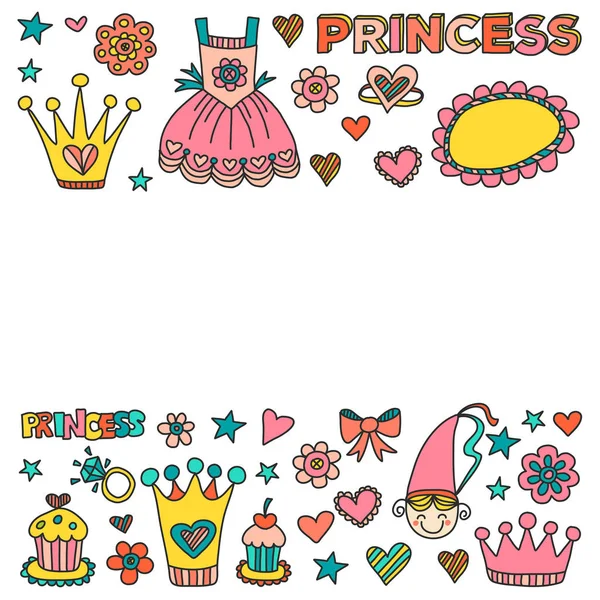 Min lilla prinsessa handritad doodle element — Stock vektor