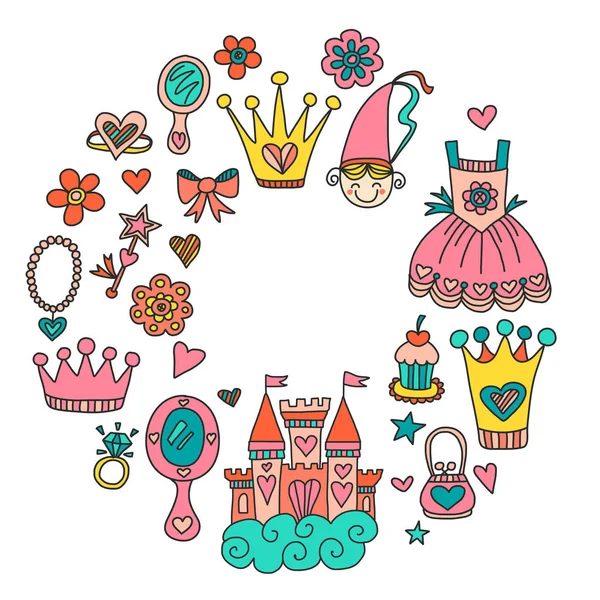 Min lilla prinsessa handritad doodle element — Stock vektor