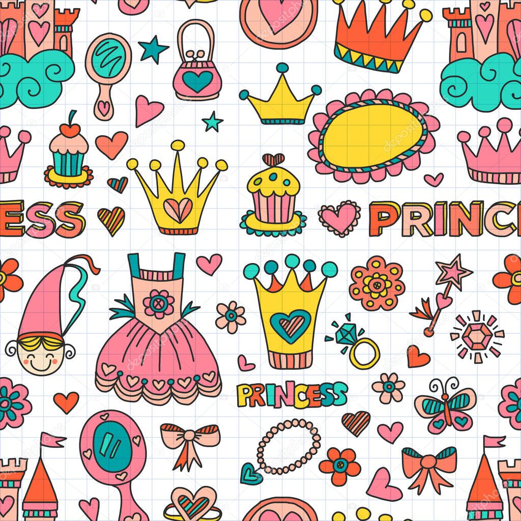 My little princess Hand drawn doodle elements