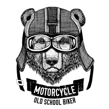 Vahşi ayı için motosiklet, motosiklet t-shirt