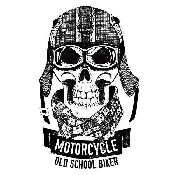 Angry SKULL for motorcycle, biker t-shirt — Stock Photo, Image