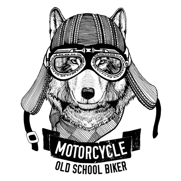 Wilde Wolf voor motorfiets, biker t-shirt — Stockfoto