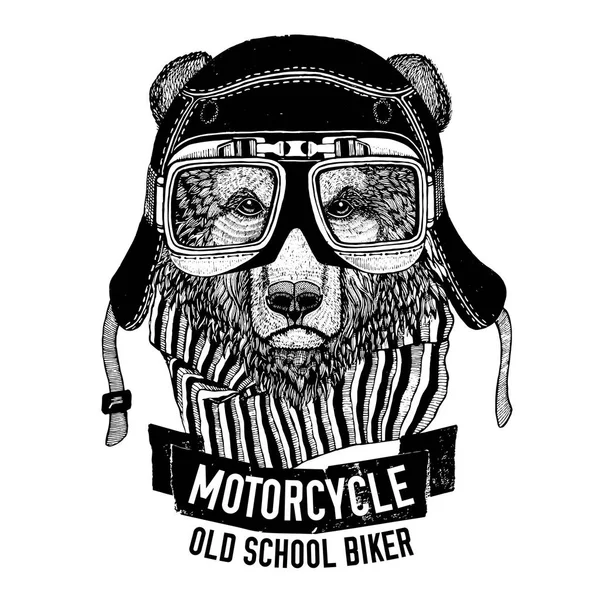 Wildbär für Motorrad, Biker T-Shirt — Stockfoto