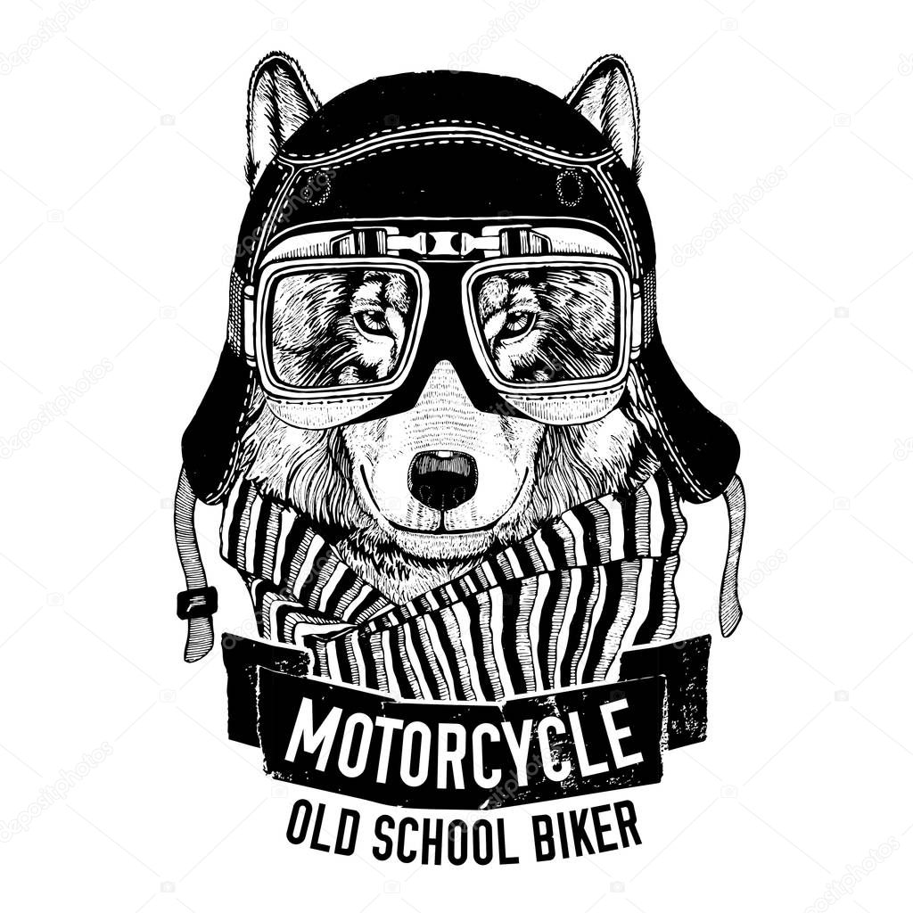 Wild WOLF for motorcycle, biker t-shirt Hand drawn image