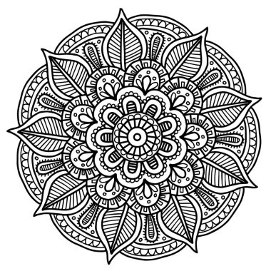 Yetişkin renklendirme defterinin Mandala Doodle illüstrasyon vektör görüntü