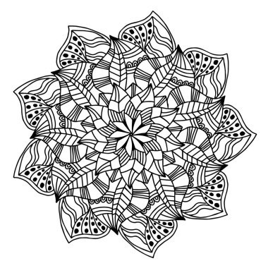 Yetişkin renklendirme defterinin Mandala Doodle illüstrasyon vektör görüntü