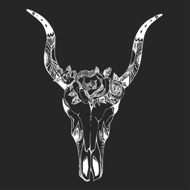 Boho kafatası vektör boho chic görüntü t-shirt, kartpostal, davet için