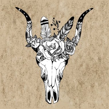 Boho chic vektör vintage görüntüsü moda gösterim amacıyla t-shirt, davet, posterler