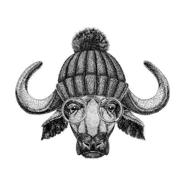 Bilden av bison, tjur, buffalo för tatuering, logotyp, emblem, badge design — Stockfoto