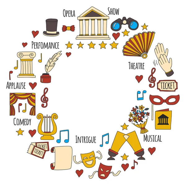 Hand drawn doodle Theatre set Vector illustration Sketchy ...