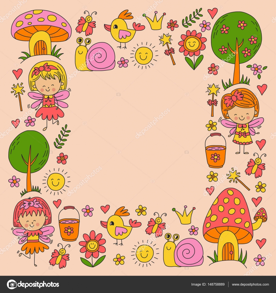 Ilustracja Z Magicznym Lesie Z Wróżki Doodle Wzór Dla