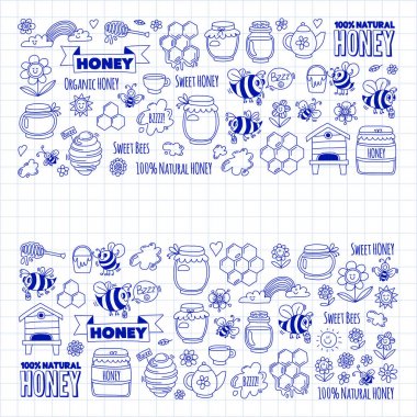 Tatlım Pazar, çarşı, tatlım adil Doodle görüntüleri arılar, çiçekler, kavanoz, petek, arı kovanı, spot, yazı tatlı bal, doğal bal, tatlı arılar ile fıçı