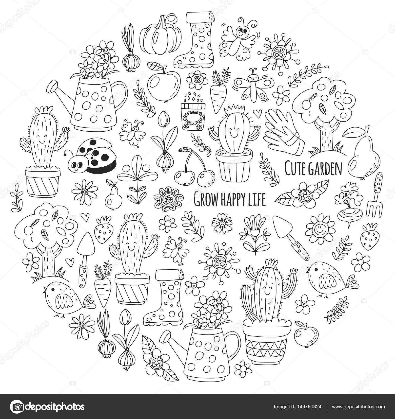 depositphotos stock illustration cute vector garden with birds
