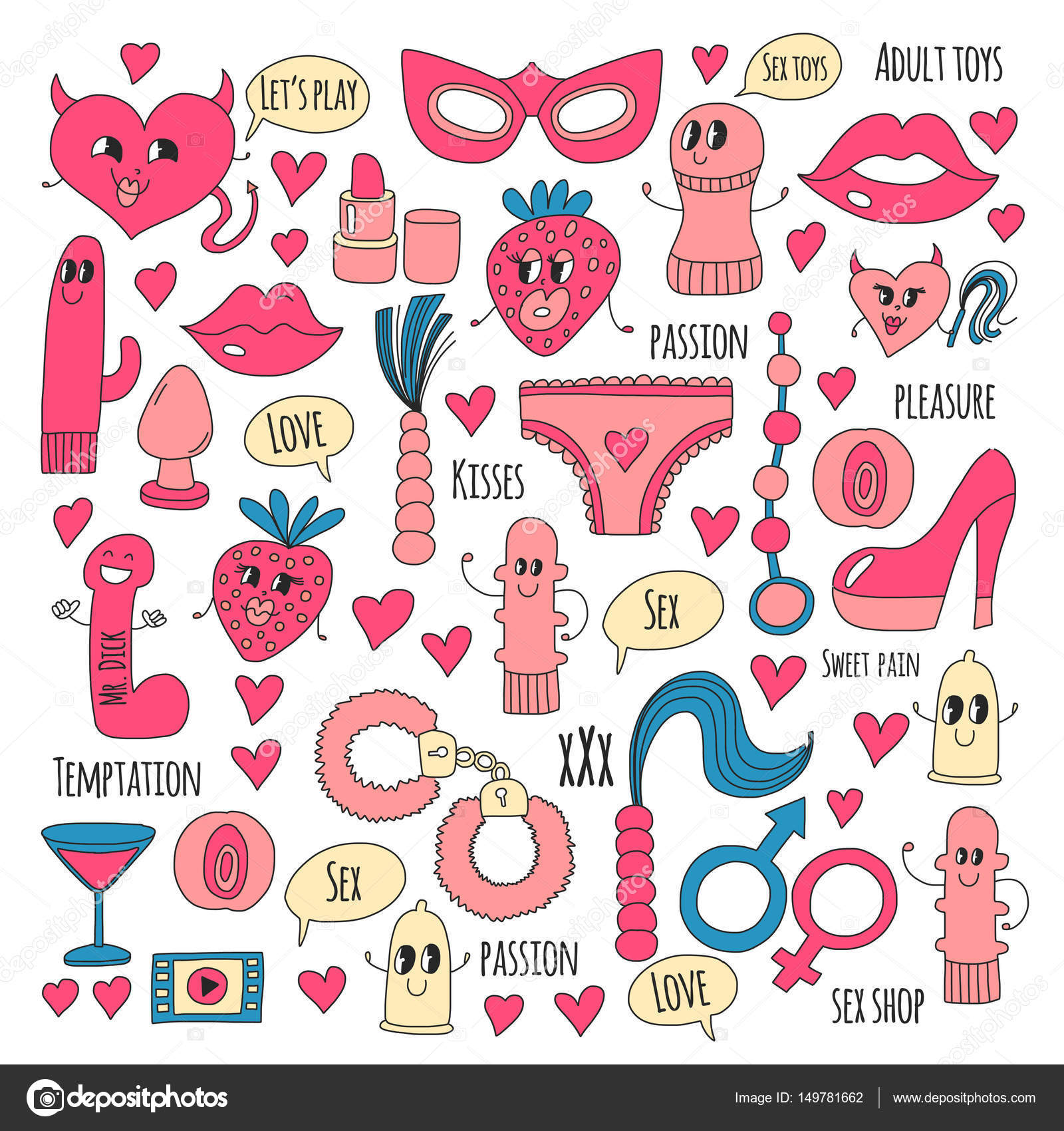 Sex Vdo Download - Doodle humorous vector sextoys for sex shop, internet shop Dildo, sex.  love, passion, temptation, video, porn, humorous sex shop toys Stock Vector  by Â©Helen_F 149781662