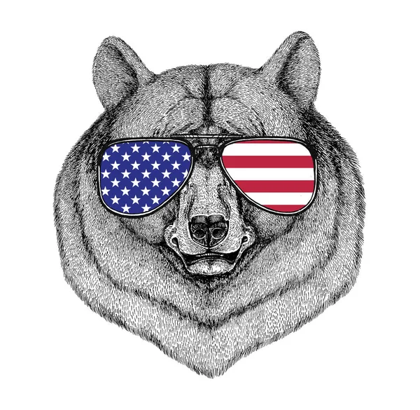 Американський ведмідь гімалайський ведмідь боку звернено ілюстрації для татуювання, t-s — стокове фото