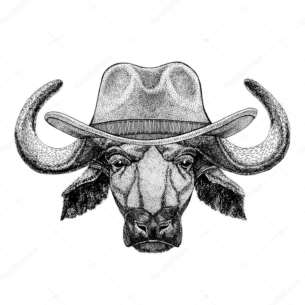 Wild animal wearing cowboy hat Wild west animal Cowboy animal T-shirt, poster, banner, badge design
