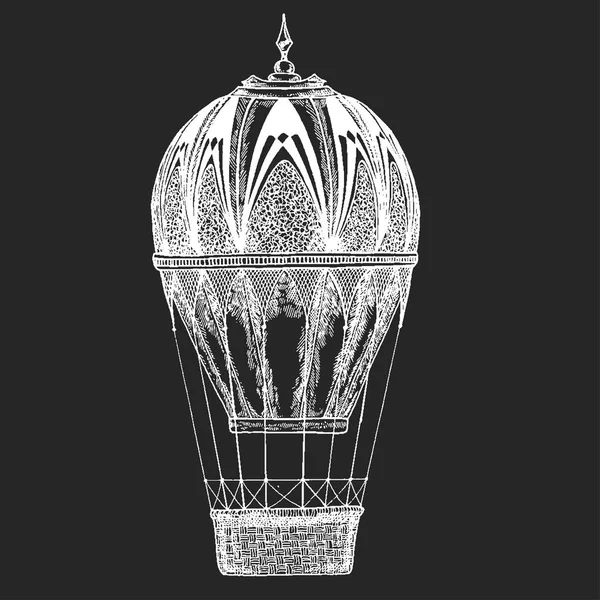 Modelo do logotipo Balão vintage Imagem vetorial no quadro negro Ilustração giz Padrão vetorial sem costura com balão de ar quente Festival de balão —  Vetores de Stock
