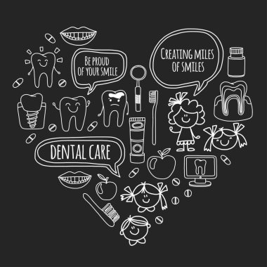 Çocuk denistry Okulu, anaokulu, kreş çocuklar sağlıklı dişlere sahip. Gülümsüyor, diş fırçası, mutlu erkek ve kız diş tedavi tıp acısız