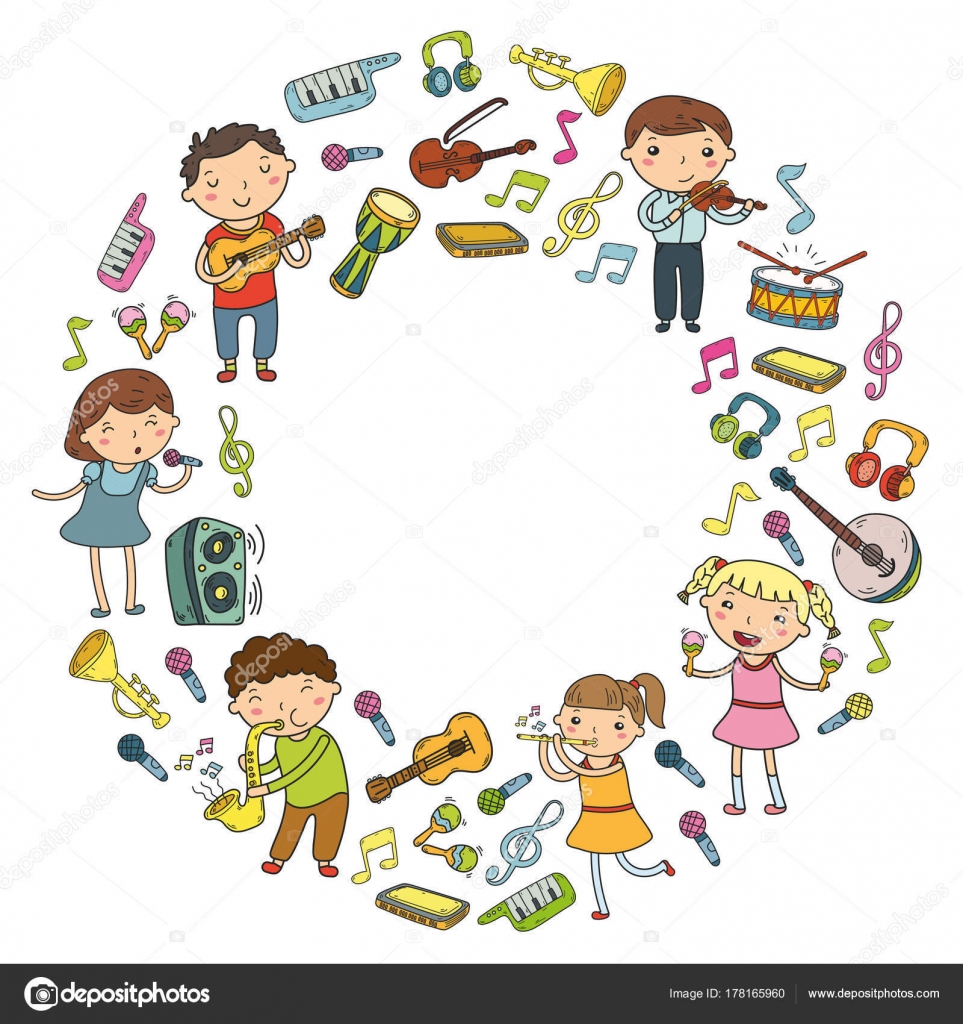 Music school for kids Vector illustration Children singing songs, playing  musical instruments Kindergarten Doodle icon collection Illustration for  children music lesson Stock Vector Image by ©Helen_F #178165960