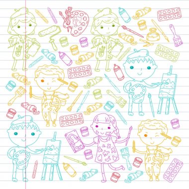 Çocukların yaratıcılık anaokulu, okul sanat çocuklar ve kızlar çizim ve resimleri Boyama Çocuk Sanat ve Tasarım Okulu