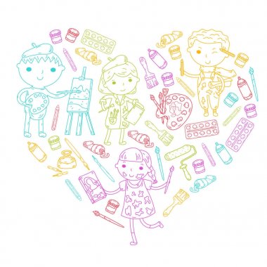 Çocukların yaratıcılık anaokulu, okul sanat çocuklar ve kızlar çizim ve resimleri Boyama Çocuk Sanat ve Tasarım Okulu