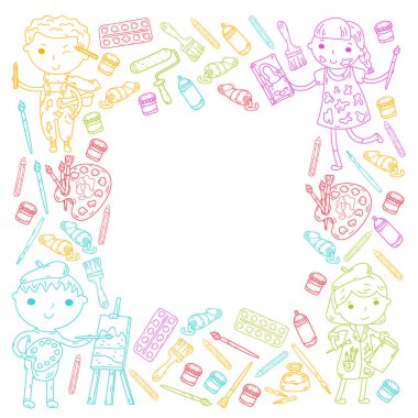 Çocukların yaratıcılık anaokulu, okul sanat çocuklar ve kızlar çizim ve resimleri Boyama Çocuk Sanat ve Tasarım Okulu